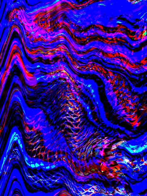  &ldquo;Floatig&rdquo;16x20 in., acrylic - &copy;2021 Maria Sky, All Rights Reserved  <p><em>Manipulation and distortion of a photo</em><p>A wild swirling of wavy and curved lines.</p>