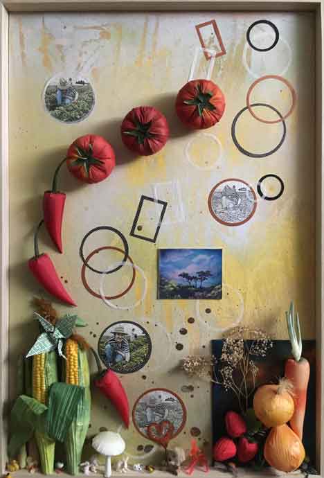 <em>&ldquo;What Nourishes Us&ldquo;</em>  • 24x36 in. mixed media  &copy;2018 Maria Sky, All Rights Reserved <p>PVA Pajaro Valley Arts, Watsonville, California, USA</p>