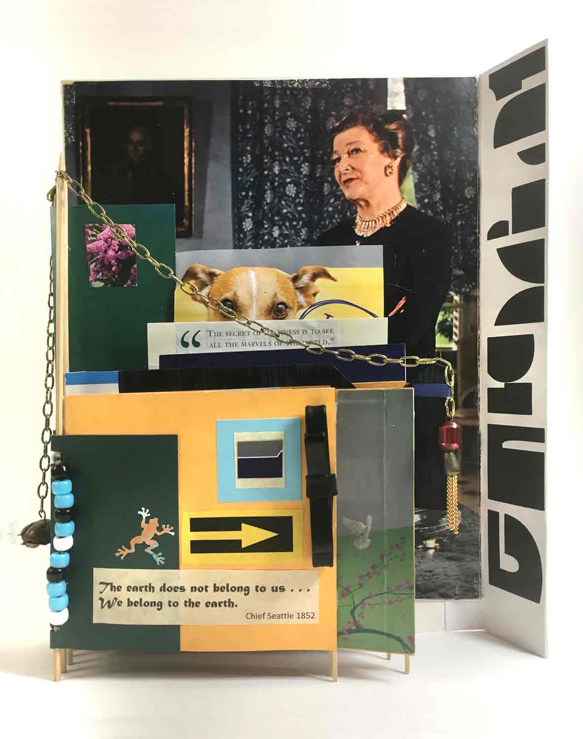  &ldquo;Wisdom&rdquo; 20 x 16 inches, mixed media - &copy;2018 Maria Sky, All Rights Reserved <p>Front view of the Wisdom book. a collaborative piece that includes printed art from the Montery Printers Guild.</p>