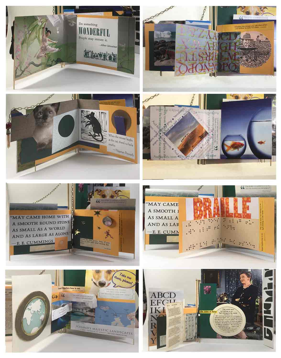  &ldquo;Wisdomk&rdquo; 20 x 16 inches, mixed media - &copy;2018 Maria Sky, All Rights Reserved <p>View of the inside pages of the Wisdom book. a collaborative piece that includes printed art from the Montery Printers Guild.</p>