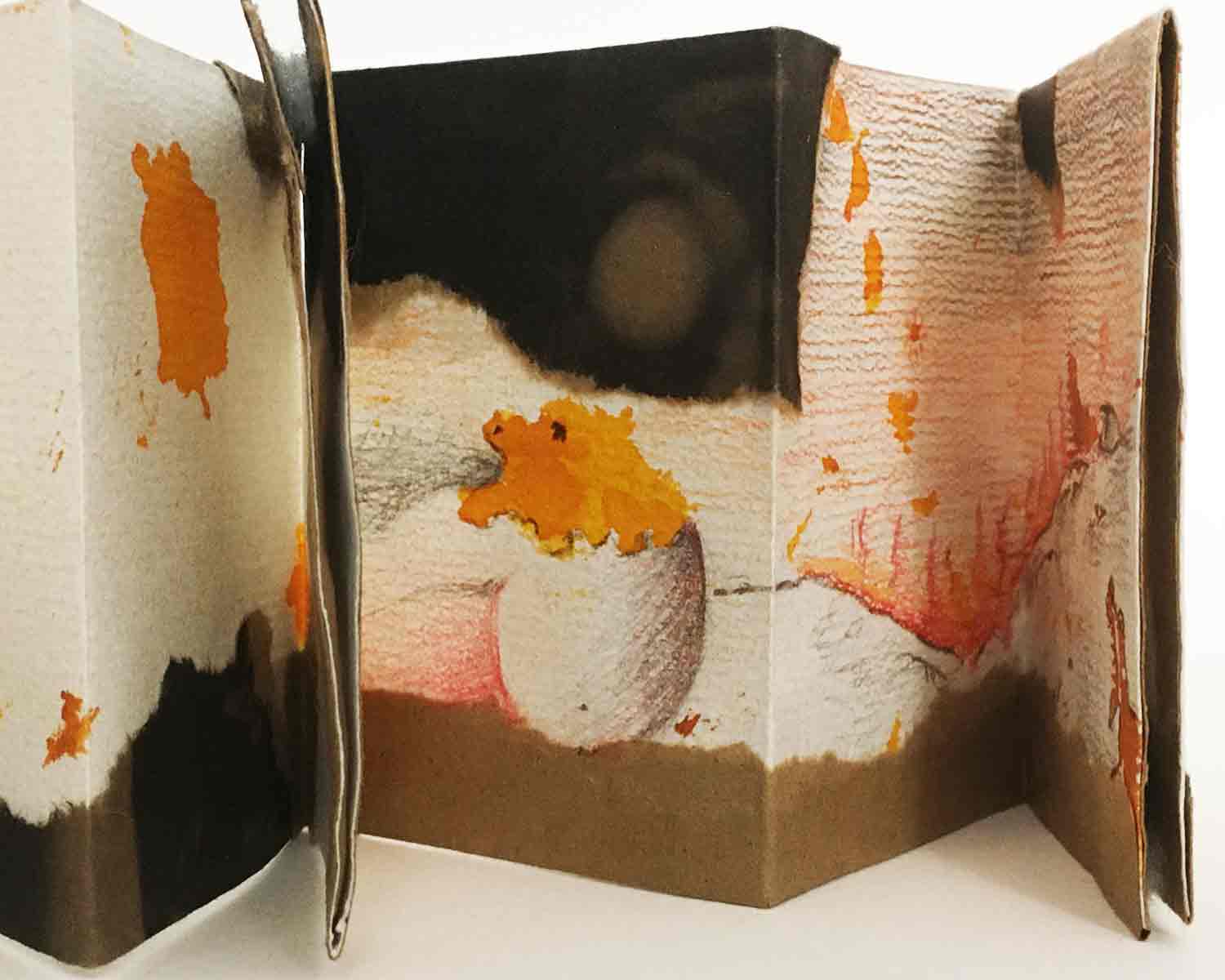 <em>&ldquo;Fennel&ldquo;</em>  • 2 x 3 in. mixed media  &copy;2020 Maria Sky, All Rights Reserved <p>Mini Books decorated with used coffee filters and drawings.</p>