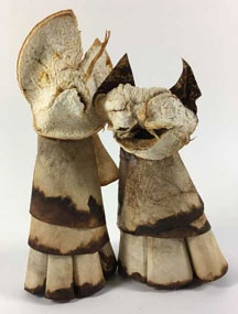 Coffee Cats made out of coffee filters and dried orange skins