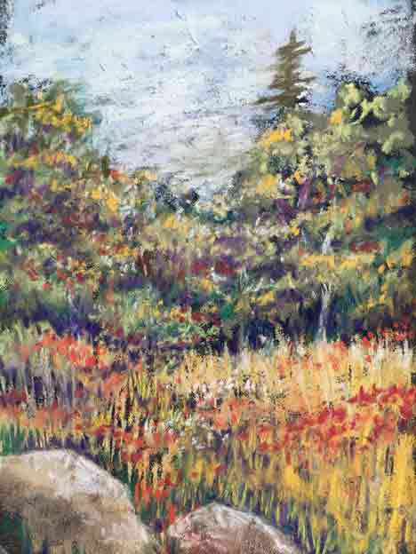  &ldquo;Meadow with Yellow Flowers&rdquo; 11 x 14 inches, chalk pastel &copy;2019All Rights Reserved 