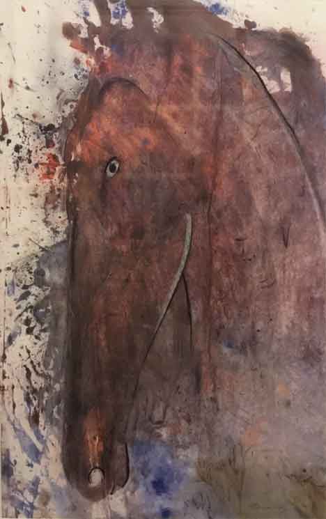  &ldquo;Brown Horse&rdquo; 17 x 11 inches, Tempera paint and pastels &copy;2004 All Rights Reserved <p>Tempera paint and pastel drawing of a head of a brown horse.<p/>