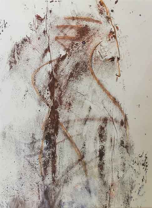  &ldquo;Covering&rdquo; 17 x 11 inches, Tempera paint and pastels &copy;2020 All Rights Reserved <p>Tempera paint and pastel drawing of a person<p/>