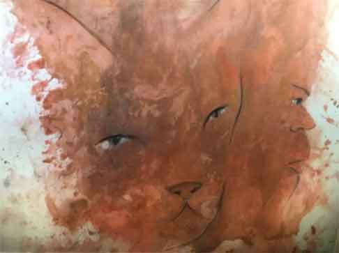  &ldquo;My Cat an d Me&rdquo; 17 x 11 inches, Tempera paint and pastels &copy;2020 All Rights Reserved <p>Tempera paint and pastel drawing of a horse's head<p/>