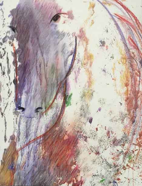  &ldquo;White Knight&rdquo; 17 x 11 inches, Tempera paint and pastels &copy;2004 All Rights Reserved <p>Tempera paint and pastel drawing of a head of a white horse.<p/>